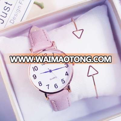 Super Popular Quartz Watch Women Girl Student PU Wrist Simple Retro Trend Cute All Match Watch