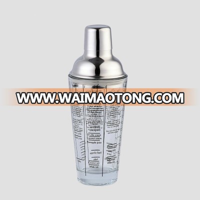 400ML Scale Glass Cocktail Shaker Stainless Steel