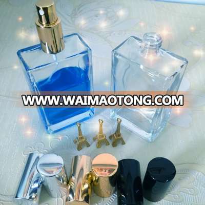 Wholesale Luxury cosmetics packaging airless pump square glass perfume bottle 50ml