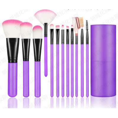 12-Pieces Makeup Barrel Foundation Brush Set Plastic Bucket Functional Beauty Tools