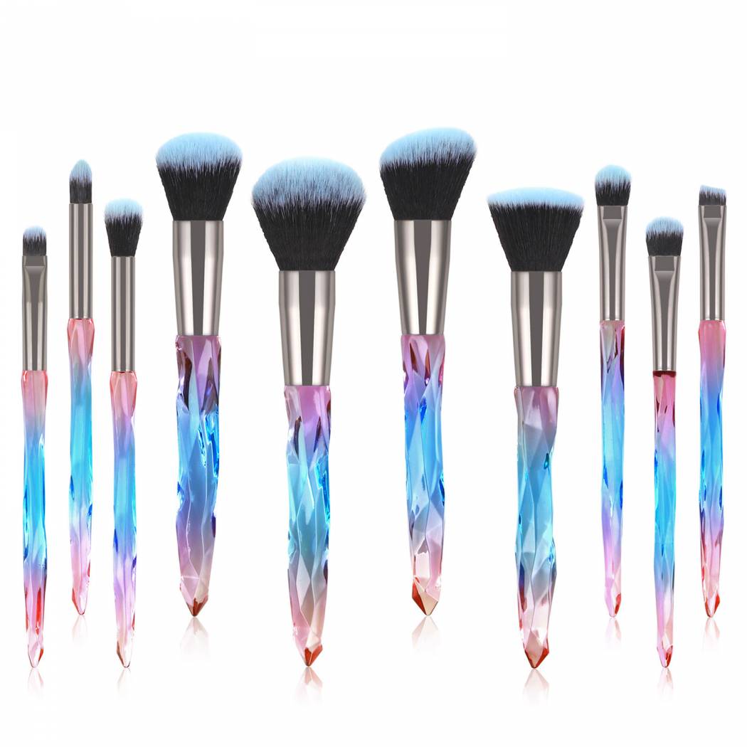 New Arrival Best Seller Crystal 10Pcs Premium Makeup Brushes Private Label Foundation Diamond Cosmetic Makeup Brush Set